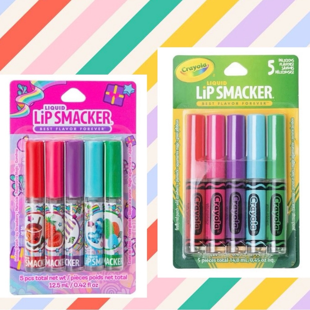 2 Brand New Packs of Lip Smacker Liquid Lip Glosses. Crayola and Holiday.